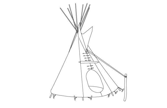 Nákres teepee stanu